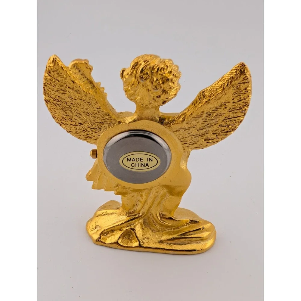 Lolina‎ Miniature Angel Quartz Clock Gold Tone 3